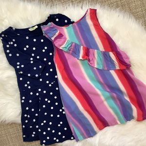 Lot of 2 Dress, striped ruffle tank, polka dot